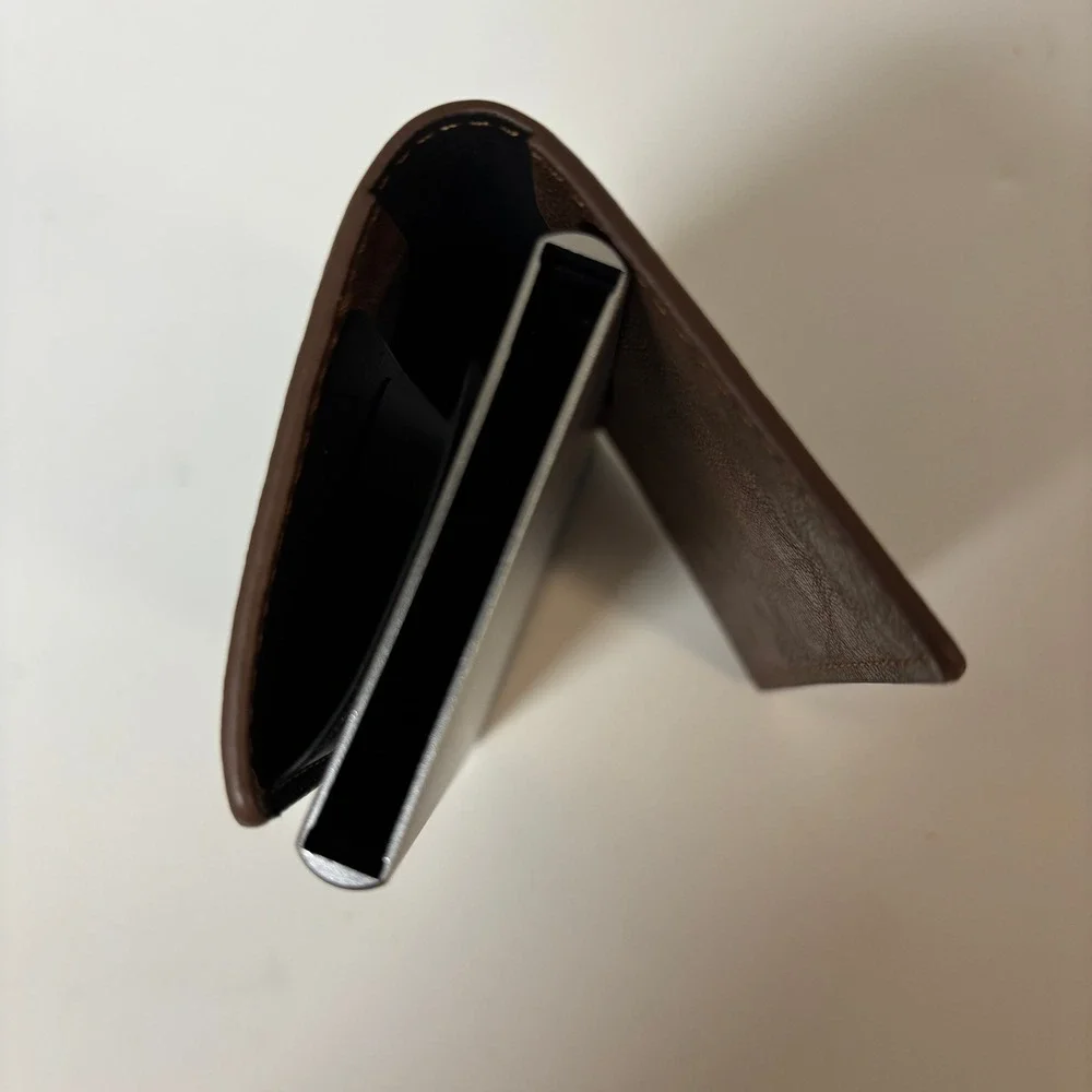 SIMPL Toggl Coffee Leather Pop Up Card Holder Minimalist Wallet
